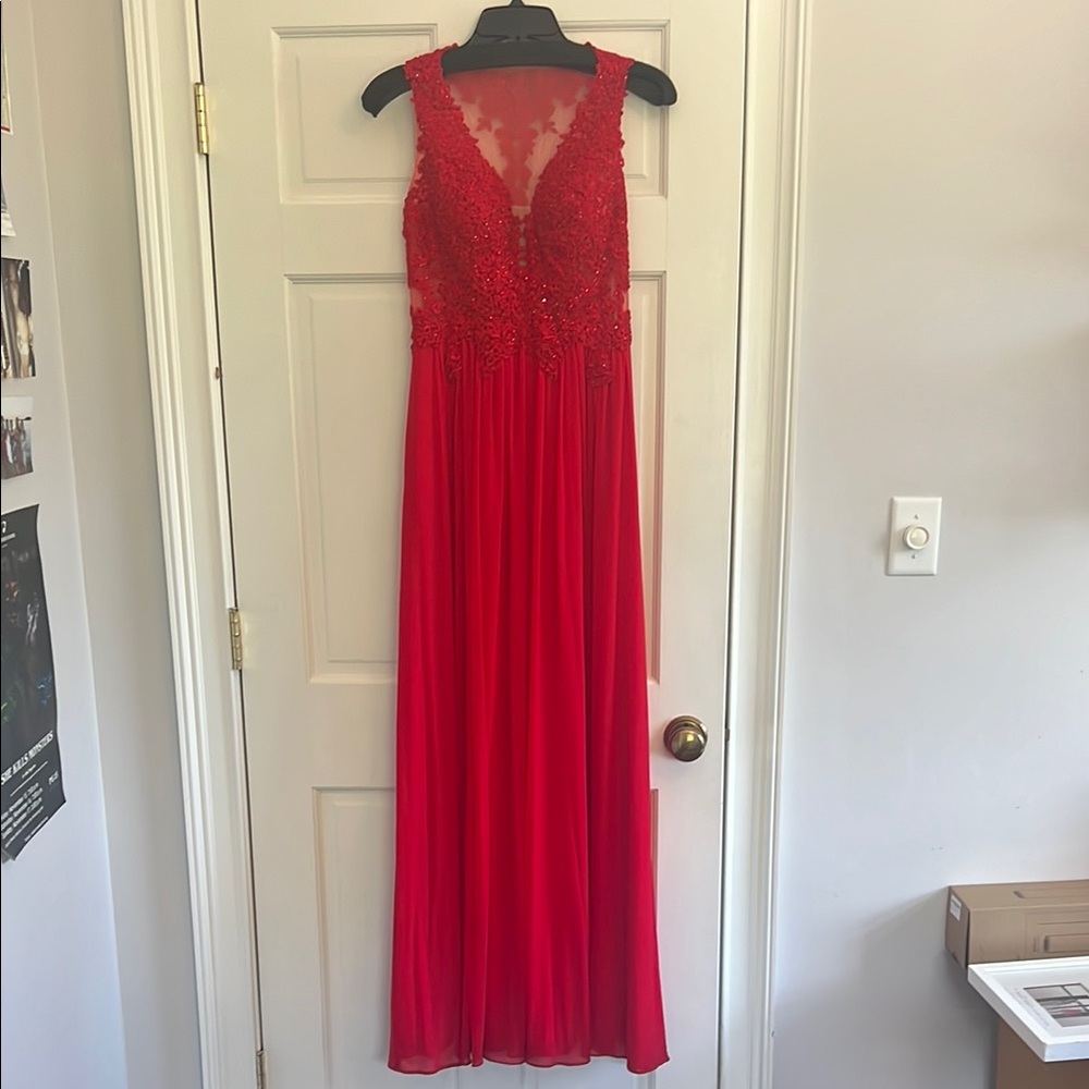 Red Sleeveless Gown